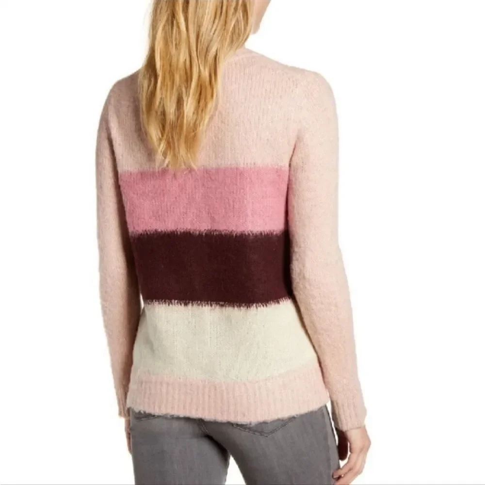 Vince Camuto Umbra Forest Pink Shadow Striped Sweater Size XL